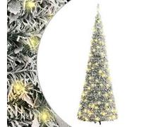 vidaXL Sapin de Noël Artificiel Escamotable avec Neige Floquée 200 LED, Arbre de Noël avec Lumières, Décoration de Fête 357759 Jaune G
