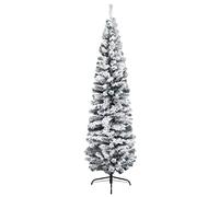 vidaXL Sapin de Noël Artificiel Mince avec Flocon de Neige Décoration de Noël Arbre Artificiel Salon Salle de Séjour Maison Jardin Vert 240 cm PVC