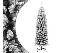 vidaXL Sapin de Noël Artificiel Mince avec Flocon de Neige Décoration de Noël Arbre Artificiel Salon Salle de Séjour Maison Jardin Vert 150 cm PVC