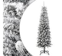 Sapin de Noël Artificiel Mince avec Neige Floquée Arbre de Noël Décoration de Vacances Ornement de Noël Décoration de Fête 180 cm PVC et PE