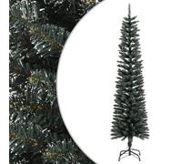 Sapin de Noël Artificiel Mince avec Support Arbre de Noël Décoration de Vacances Ornement de Noël Décoration de Fête Salon Vert 210 cm PVC