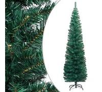 vidaXL Sapin de Noël artificiel mince avec support Vert 210 cm PVC Vert G