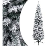 vidaXL Sapin de Noel artificiel mince flocon de neige Vert 210 cm PVC Vert