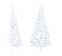 vidaXL Sapin de Noël Artificiel Moitié avec Support Arbre de Noël Décoration de Noël Jardin Patio Arrière-Cour Extérieur Blanc 180 cm PVC
