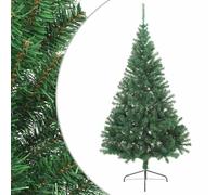 vidaXL Sapin de Noël Artificiel Moitié avec Support Décoration de Noël Arbre Artificiel Salon Salle de Séjour Maison Intérieur Vert 210 cm PVC