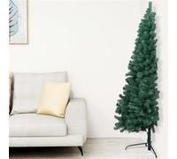 vidaXL Sapin de Noël Artificiel Moitié avec Support Décoration de Noël Arbre Artificiel Salon Salle de Séjour Maison Intérieur Vert 150 cm PVC Vert G
