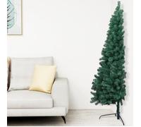 Sapin de Noël Artificiel Moitié avec Support Décoration de Noël Arbre Artificiel Salon Salle de Séjour Maison Intérieur Vert 210 cm PVC