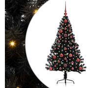 vidaXL Sapin de Noël Artificiel pré-éclairé Noir 120 cm PVC