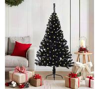 vidaXL Sapin de Noël Artificiel pré-éclairé Noir 150 cm PVC, Arbre de Noël Moderne en Forme de cône, éclairage de Vacances USB, Display LED, déco Festive pour Le Salon et Le Jardin
