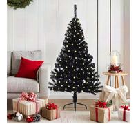 vidaXL Sapin de Noël Artificiel pré-éclairé Noir 150 cm PVC, Arbre de Noël Moderne en Forme de cône, éclairage de Vacances USB, Display LED, déco Festive pour Le Salon et Le Jardin