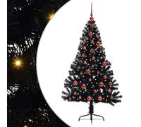 vidaXL Sapin de Noël artificiel pré-éclairé 150 cm Noir PVC USB LED en forme de cône