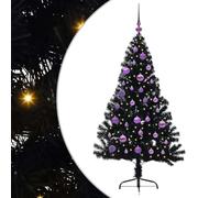 vidaXL Sapin de Noël Artificiel pré-éclairé Noir 150 cm PVC, Arbre de Noël Moderne en Forme de cône, éclairage de Vacances USB, Display LED, déco Festive pour Le Salon et Le Jardin