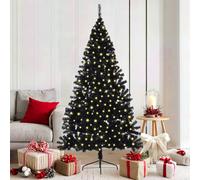 Sapin de Noël artificiel pré-éclairé Noir 180 cm PVC.