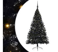 vidaXL Sapin de Noël Artificiel pré-éclairé Noir 180 cm PVC, Arbre de Noël Moderne en cône, déco Lumineuse LED pré-éclairée, éclairage de Jardin Festif, intérieur saisonnier