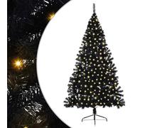 vidaXL Sapin de Noël Artificiel pré-éclairé Noir 210 cm PVC, Arbre de Noël Moderne en Forme de cône, éclairage de Vacances USB, Display LED, déco Festive pour Le Salon et Le Jardin