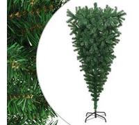 vidaXL Sapin de Noël Artificiel Renversé avec Support Arbre de Noël Décoration de Noël Jardin Patio Arrière-cour Extérieur Vert 210 cm Vert G