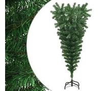Sapin de Noël Artificiel Renversé avec Support Arbre de Noël Décoration de Noël Jardin Patio Arrière-cour Extérieur Vert 150 cm