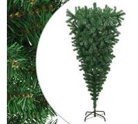 Sapin de Noël Artificiel Renversé avec Support Arbre de Noël Décoration de Noël Jardin Patio Arrière-cour Extérieur Vert 240 cm