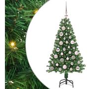 vidaXL Sapin de Noël Artificiel Vert 120 cm PVC, Acier et Plastique, Salon, Guirlande Lumineuse Durable, déco USB Moderne, Ambiance Festive pour événements intérieurs et extérieurs