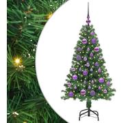 vidaXL Sapin de Noël Artificiel Vert 120 cm PVC, Acier et Plastique, Salon, Guirlande Lumineuse Durable, déco USB Moderne, Ambiance Festive pour événements intérieurs et extérieurs