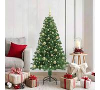 vidaXL Sapin de Noël Artificiel Vert 150 cm PVC, Acier et Plastique, Salon, Guirlande Lumineuse Durable, déco USB Moderne, Ambiance Festive pour événements intérieurs et extérieurs
