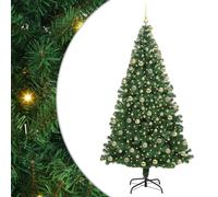 vidaXL Sapin de Noël Artificiel Vert 180 cm PVC, Acier et Plastique, Salon, Guirlande Lumineuse Durable, déco USB Moderne, Ambiance Festive pour événements intérieurs et extérieurs