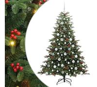 vidaXL Sapin de Noël Artificiel Vert 180 cm PVC, métal et Plastique, Salon, Arbre de Noël en cône USB Moderne, déco intérieure Verte, Style Minimaliste, PVC