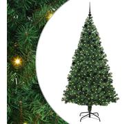 vidaXL Sapin de Noël Artificiel Vert 210 cm PVC, Acier et Plastique, Salon, Guirlande Lumineuse Durable, déco USB Moderne, Ambiance Festive pour événements intérieurs et extérieurs