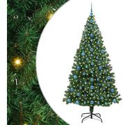 vidaXL Sapin de Noël Artificiel Vert 210 cm PVC, Acier et Plastique, Salon, Guirlande Lumineuse Durable, déco USB Moderne, Ambiance Festive pour événements intérieurs et extérieurs
