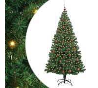 vidaXL Sapin de Noël Artificiel Vert 210 cm PVC, Acier et Plastique, Salon, Guirlande Lumineuse Durable, déco USB Moderne, Ambiance Festive pour événements intérieurs et extérieurs