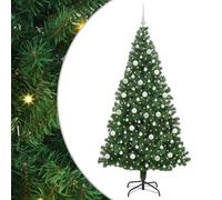 vidaXL Sapin de Noël Artificiel Vert 210 cm PVC, Acier et Plastique, Salon, Guirlande Lumineuse Durable, déco USB Moderne, Ambiance Festive pour événements intérieurs et extérieurs