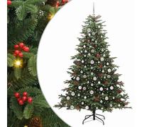 vidaXL Sapin de Noël Artificiel Vert 210 cm PVC, métal et Plastique, Salon, Arbre de Noël en cône USB Moderne, déco intérieure Verte, Style Minimaliste, PVC