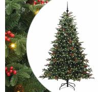 vidaXL Sapin de Noël Artificiel Vert 210 cm PVC, métal et Plastique, Salon, Arbre de Noël en cône USB Moderne, déco intérieure Verte, Style Minimaliste, PVC