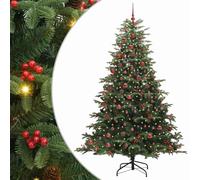vidaXL Sapin de Noël Artificiel Vert 210 cm PVC, métal et Plastique, Salon, Arbre de Noël en cône USB Moderne, déco intérieure Verte, Style Minimaliste, PVC