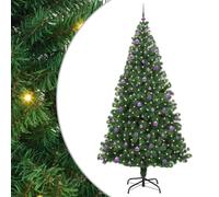 vidaXL Sapin de Noël Artificiel Vert 240 cm PVC, Acier et Plastique, Salon, Guirlande Lumineuse Durable, déco USB Moderne, Ambiance Festive pour événements intérieurs et extérieurs