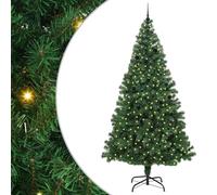 vidaXL Sapin de Noël Artificiel Vert 240 cm PVC, Acier et Plastique, Salon, Guirlande Lumineuse Durable, déco USB Moderne, Ambiance Festive pour événements intérieurs et extérieurs