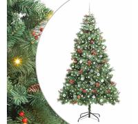 vidaXL Sapin de Noël Artificiel Vert 240 cm PVC et métal, Arbre Artificiel, Design Moderne, éclairage LED, USB, déco intérieure, extérieure, cône Hivernal