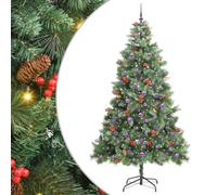 vidaXL Sapin de Noël Artificiel Vert 240 cm PVC et métal, Arbre Artificiel, Design Moderne, éclairage LED, USB, déco intérieure, extérieure, cône Hivernal