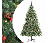 vidaXL Sapin de Noël Artificiel Vert 240 cm PVC et métal, Arbre Artificiel, Design Moderne, éclairage LED, USB, déco intérieure, extérieure, cône Hivernal