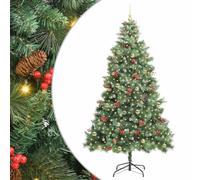 vidaXL Sapin de Noël Artificiel Vert 240 cm PVC et métal, Arbre Artificiel, Design Moderne, éclairage LED, USB, déco intérieure, extérieure, cône Hivernal