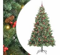 vidaXL Sapin de Noël Artificiel Vert 240 cm PVC et métal, Arbre Artificiel, Design Moderne, éclairage LED, USB, déco intérieure, extérieure, cône Hivernal