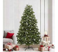 vidaXL Sapin de Noël artificiel Vert 240 cm PVC et métal, Arbre de Noël minimaliste, lumineux à LED, déco saisonnière 3395706