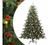 vidaXL Sapin de Noël Artificiel Vert 240 cm PVC, métal et Plastique, Salon, Arbre de Noël en cône USB Moderne, déco intérieure Verte, Style Minimaliste, PVC