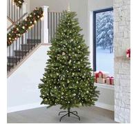 vidaXL Sapin de Noël artificiel Vert 270 cm PVC et métal, Arbre de Noël minimaliste, lumineux à LED, déco saisonnière 3395716