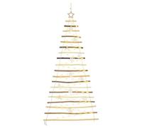 vidaXL Sapin de Noël avec 100 LED Naturel 180 cm frêne Massif, Salon, Décoration Murale Moderne, Sapin Fait Main, Décor Unique d’intérieur, Accents minimalistes