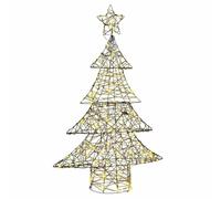 vidaXL Sapin de Noël Rotin 150 cm - 120 LED blanc chaud - Décoration moderne