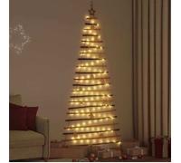 vidaXL Sapin de Noël avec 130 LED Naturel 210 cm frêne massif, Salon, Décoration murale moderne, Sapin fait main 42020262