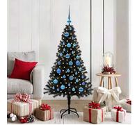 vidaXL Sapin de Noël avec 150 LED avec support Noir 150 cm PVC 3396472