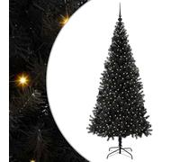 vidaXL Sapin de Noël avec 300 LED avec Support Noir 210 cm PVC, Salon, Arbre de Noël Moderne, Décor saisonnier, Ornement Festif, Lumières LED Chaudes, Affichage intérieur