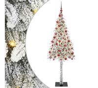 vidaXL Sapin de Noël avec 300 LED Blanc 180 cm PE et Acier, Décoration de Noël en cône Moderne, Sapin enneigé pour Salon, déco intérieure/extérieur réutilisable